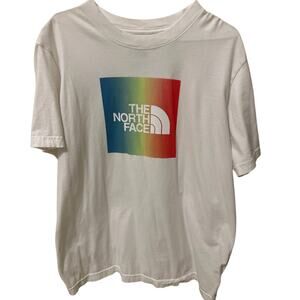 The North Face Men's Short Sleeve White T-Shirt Rainbow Box Graphic T Size Large
